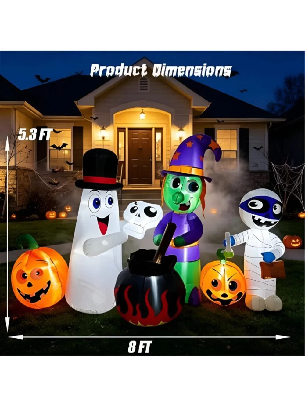 8 FT Halloween Inflatable Witch Ghost Mummy Outdoor Decorations